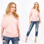 Damen Longshirt langarm Bluse mit Fledermausärmel Top;