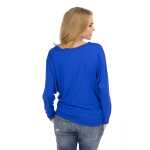 Damen Longshirt langarm Bluse mit Fledermausärmel Top;