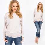 Damen Longshirt langarm Bluse mit Fledermausärmel Top;