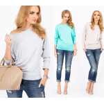 Damen Longshirt langarm Bluse mit Fledermausärmel Top;