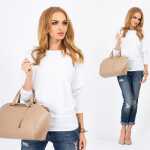 Damen Longshirt langarm Bluse mit Fledermausärmel Top;