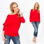 Damen Longshirt langarm Bluse mit Fledermausärmel Top;