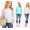 Damen Longshirt langarm Bluse mit Fledermausärmel Top;