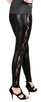 Damen Leggings Metallic Latex Wet Look Lack Leder Optik Spitze;