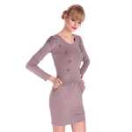 Damen Military Kleid mit Puffärmeln Gr. S/M,