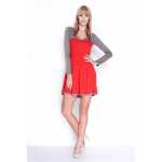 Damen Kleid Dress Glockenschnitt Skaterkleid Langarm Minikleid 2 farbig;S/M