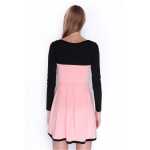 Damen Kleid Dress Glockenschnitt Skaterkleid Langarm Minikleid 2 farbig;S/M