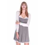 Damen Kleid Dress Glockenschnitt Skaterkleid Langarm Minikleid 2 farbig;S/M