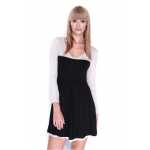 Damen Kleid Dress Glockenschnitt Skaterkleid Langarm Minikleid 2 farbig;S/M