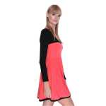 Damen Kleid Dress Glockenschnitt Skaterkleid Langarm Minikleid 2 farbig;S/M