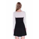 Damen Kleid Dress Glockenschnitt Skaterkleid Langarm Minikleid 2 farbig;S/M
