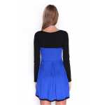 Damen Kleid Dress Glockenschnitt Skaterkleid Langarm Minikleid 2 farbig;S/M