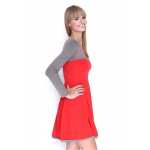 Damen Kleid Dress Glockenschnitt Skaterkleid Langarm Minikleid 2 farbig;S/M