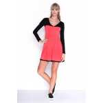 Damen Kleid Dress Glockenschnitt Skaterkleid Langarm Minikleid 2 farbig;S/M