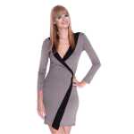 Damen Minikleid Wickelkleid V-Ausschnitt;