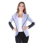 Damen Cardigan mit PU-Ärmeln Bolero; Gr. S/M;