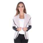 Damen Cardigan mit PU-Ärmeln Bolero; Gr. S/M;