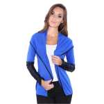 Damen Cardigan mit PU-Ärmeln Bolero; Gr. S/M;