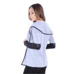 Damen Cardigan mit PU-Ärmeln Bolero; Gr. S/M;