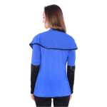 Damen Cardigan mit PU-Ärmeln Bolero; Gr. S/M;