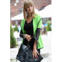 Damen Cardigan mit PU-Ärmeln Bolero; Gr. S/M; Grün