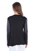 Damen Cardigan mit PU-Ärmeln Jacke Bolero;