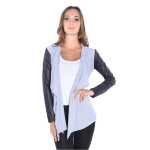 Damen Cardigan mit PU-Ärmeln Jacke Bolero;