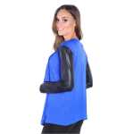 Damen Cardigan mit PU-Ärmeln Jacke Bolero;