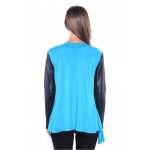 Damen Cardigan mit PU-Ärmeln Jacke Bolero;