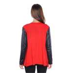 Damen Cardigan mit PU-Ärmeln Jacke Bolero;