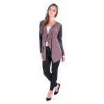 Damen Cardigan mit PU-Ärmeln Jacke Bolero;