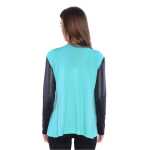 Damen Cardigan mit PU-Ärmeln Jacke Bolero;