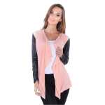 Damen Cardigan mit PU-Ärmeln Jacke Bolero;