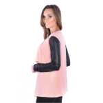 Damen Cardigan mit PU-Ärmeln Jacke Bolero;