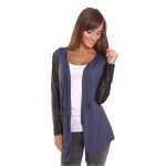 Damen Cardigan mit PU-Ärmeln Jacke Bolero;
