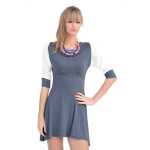 Damen Longshirt mit verlängerte Saumenden Top Tüll Ärme; S/M;