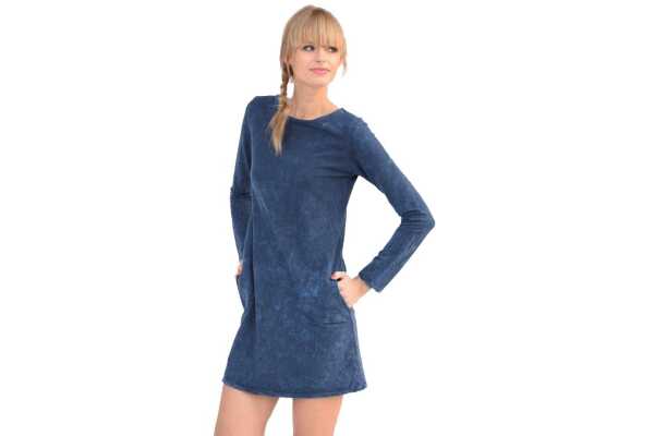 Damen Minikleid Trendy Kurzes Kleid Tunika Dress Longshirt Oberteill Langarm Pullover One Size in 3 Farben, Gr. 36 38 S M, 8145