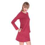 Damen Minikleid Trendy Kurzes Kleid Tunika Dress Longshirt Oberteill Langarm Pullover One Size in 3 Farben, Gr. 36 38 S M, 8145