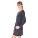 Damen Minikleid Trendy Kurzes Kleid Tunika Dress Longshirt Oberteill Langarm Pullover One Size in 3 Farben, Gr. 36 38 S M, 8145