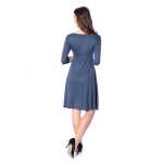 Kleid A-Linie mit Raffungen überlappender V-Ausschnitt,;