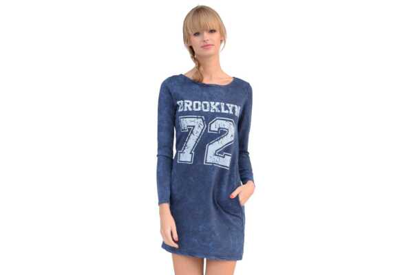 Damen Pullover Minikleid Dress Longshirt;S/M;