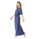 Damen Maxi-Kleid Lang Strandkleid Carmen-Ausschnitt