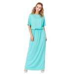 Damen Maxi-Kleid Lang Strandkleid Carmen-Ausschnitt