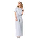 Damen Maxi-Kleid Lang Strandkleid Carmen-Ausschnitt