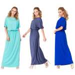 Damen Maxi-Kleid Lang Strandkleid Carmen-Ausschnitt