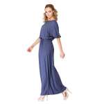 Damen Maxi-Kleid Lang Strandkleid Carmen-Ausschnitt