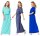 Damen Maxi-Kleid Lang Strandkleid Carmen-Ausschnitt
