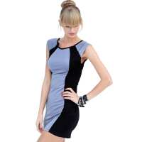 Longshirt Tunika Top Minikleid zweifarbig, S/M;