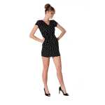 Damen Minikleid Wickelkleid mit Pünktchen V-Ausschnitt ;