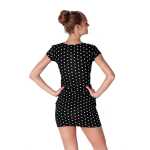 Damen Minikleid Wickelkleid mit Pünktchen V-Ausschnitt ;